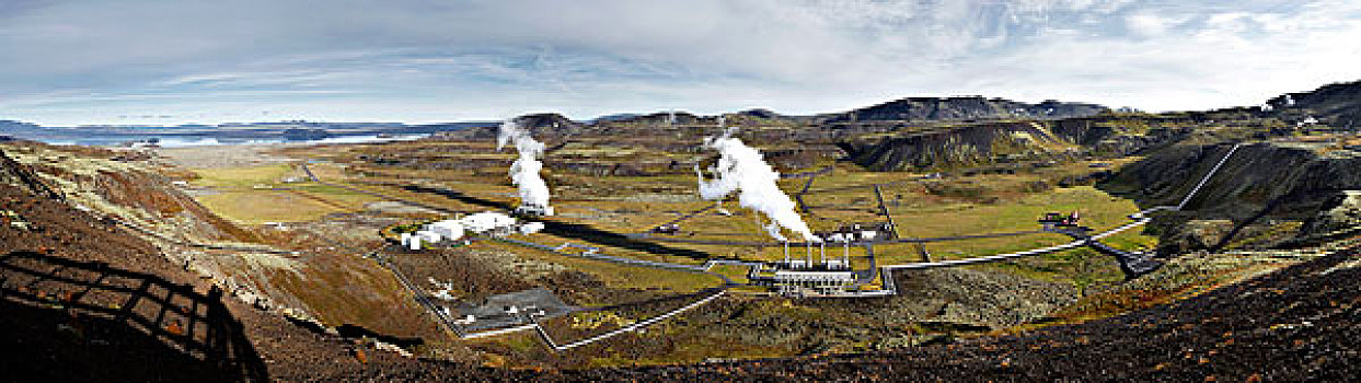 俯视,地热发电站,南,冰岛