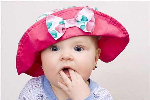 女婴,7个月,戴着,帽子