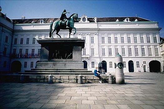 雕塑,正面,建筑,维也纳,奥地利