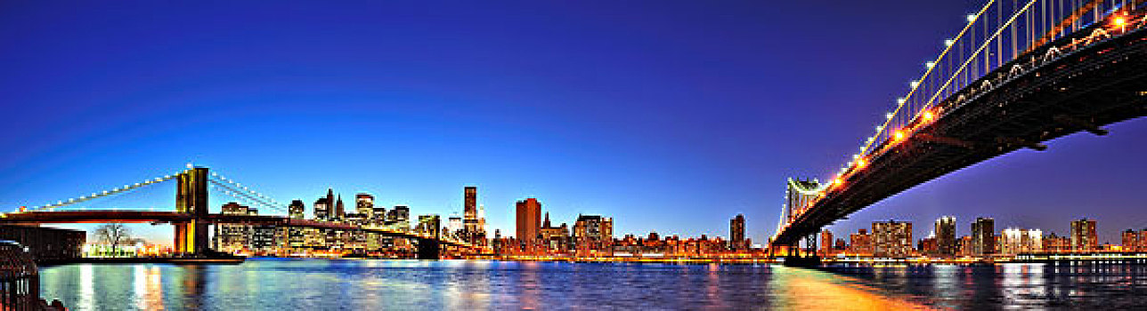 纽约,曼哈顿,全景,黄昏