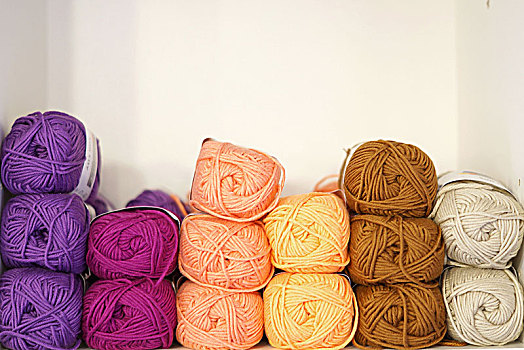一堆,球,毛织品,不同,彩色