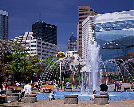 喷泉,正面,购物中心,地下,亚特兰大,乔治亚,美国