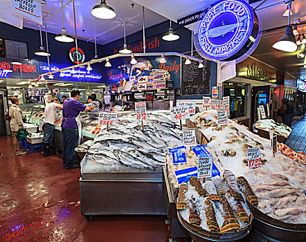 摊贩,纯,鱼肉,市场,派克市场,西雅图,美国
