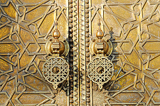 黄铜,门,门环,大门,皇家,宫殿,摩洛哥,非洲
