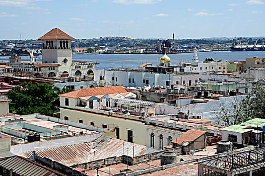 港口,屋顶,历史,地区,哈瓦那,哈瓦那老城,老哈瓦那,古巴,大安的列斯群岛,加勒比海,中美洲,北美