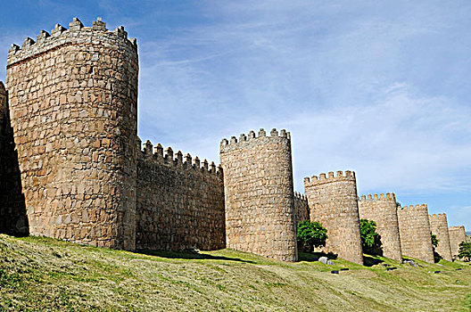 城墙,塔,卡斯蒂利亚莱昂,西班牙,欧洲
