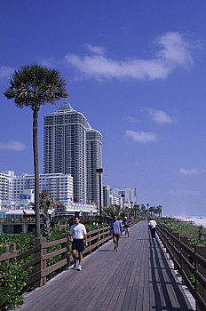 美国,佛罗里达,迈阿密海滩,木板路