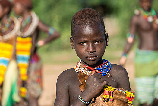 女孩,头像,部落,市场,南方,区域,埃塞俄比亚,非洲