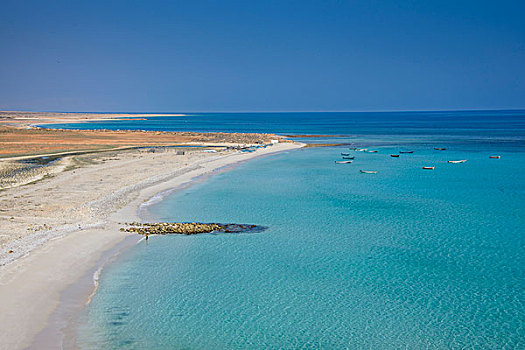 海岸线,白沙滩,岛屿,索科特拉岛,也门,亚洲