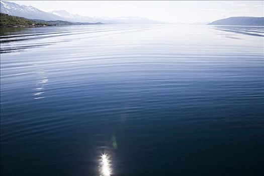 太阳,反射,表面,水,挪威
