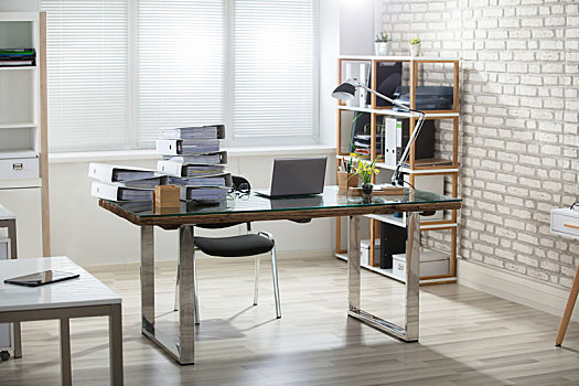 一堆,文件夹,办公室,书桌