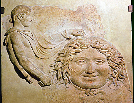 罗马,碎片,赤陶,展示,头部,美杜沙,艺术家,未知