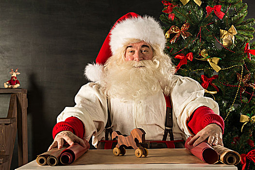 圣诞老人,工作,准备,包装,圣诞礼物,玩具,孩子