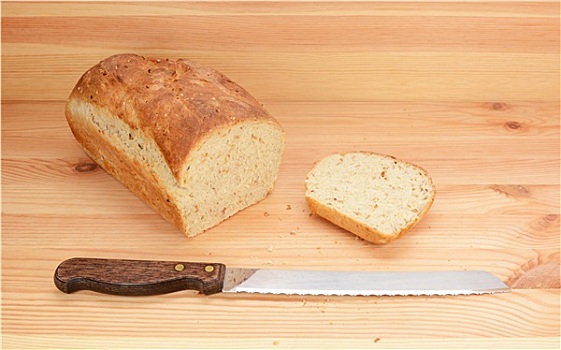 面包刀,新鲜,切片,长条面包