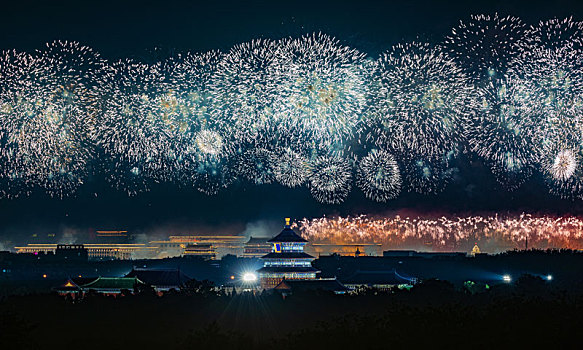 建国七十周年烟花表演