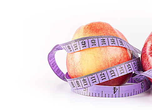 健康概念,苹果和软尺
