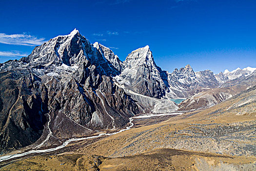 航拍,山,顶峰,单独,昆布,尼泊尔,亚洲