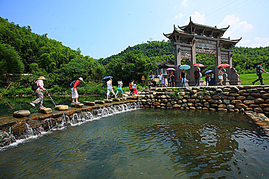 牌楼,水,山水,山泉,风车,水汀,步道