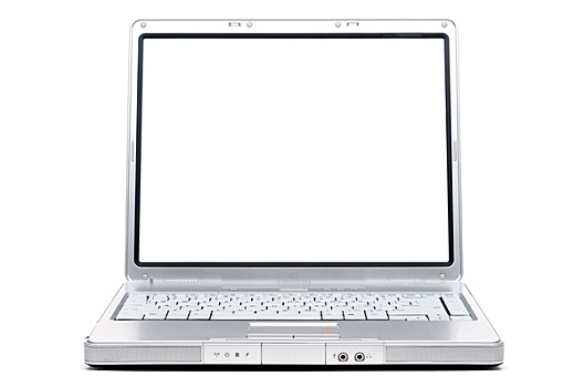 银,电脑,笔记本电脑,白色背景,留白,显示屏