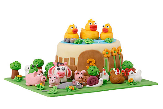 生日蛋糕,农场,杏仁蛋白软糖,动物