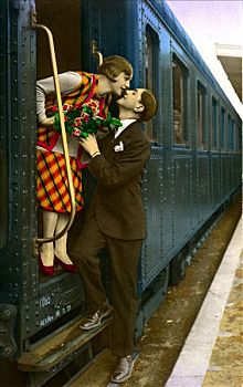历史,照片,伴侣,道别,火车站,20年代