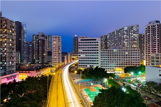 交通,公路,香港,夜晚