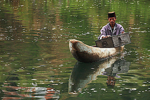 渔民,捕鱼,河,乡村,中心,印度尼西亚,八月,2007年