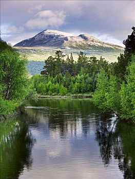 河,国家公园,山峦,挪威,斯堪的纳维亚,北欧