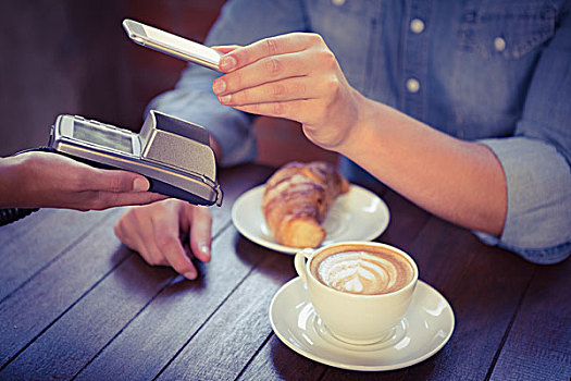 男性,顾客,支付,智能手机,咖啡馆