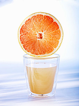 一半,柚子,玻璃杯,葡萄柚汁
