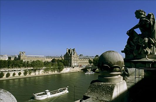 法国,巴黎,卢浮宫,塞纳河