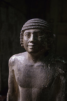 埃及,开罗,埃及博物馆,古旧,雕塑,雕刻,室外,石头