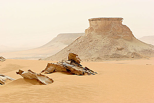 埃及,沙漠,方山,自然,热,干燥,尘土,沙,宽,无人,远景,白沙漠,石头,石灰石,岩石构造,地质,腐蚀,米色