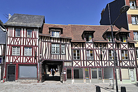半木结构房屋,鲁昂,诺曼底,法国