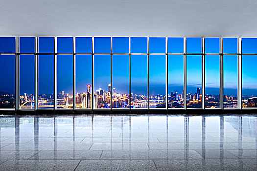 城市,天际线,重庆,黎明,玻璃窗