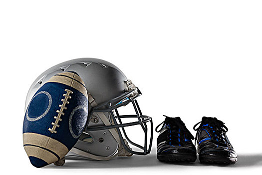 特写,北美,橄榄球,头盔,运动鞋,白色背景,背景