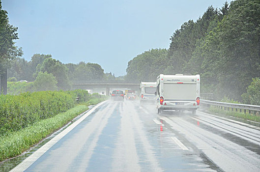 德国,巴伐利亚,齐姆高,公路,交通,雨,坏天气