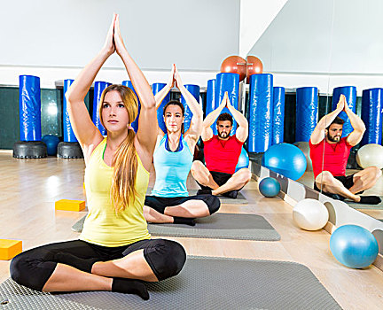 瑜珈,训练,健身,健身房,人,群体,放松,抬手