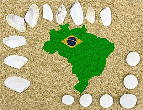 巴西,地图,沙子