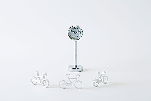 微型,自行车,骑,钟表
