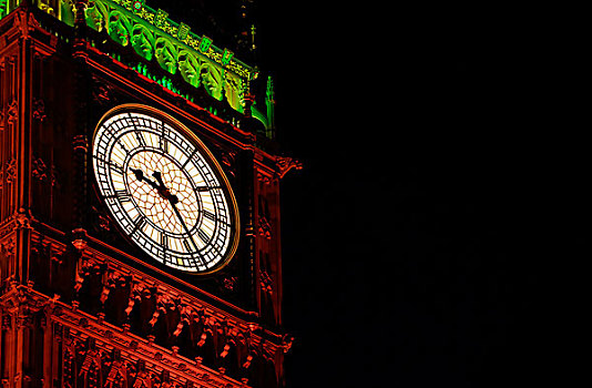 伦敦,五月,光亮,表盘,大本钟,夜晚,局部,议会大厦