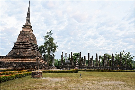 寺院,素可泰,历史,公园,日出,泰国