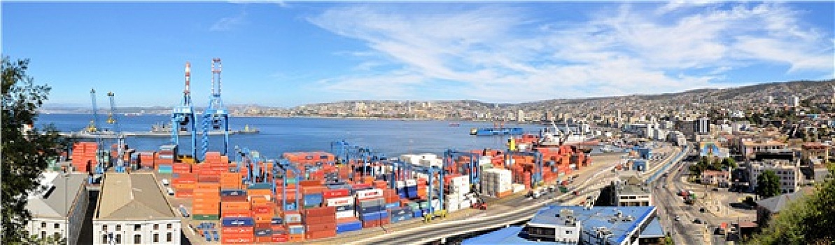 全景,瓦尔帕莱索,港口,智利