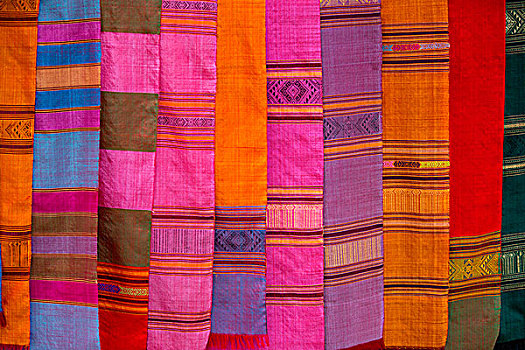 老挝,禁止,哭泣,省,展示,浅色,丝绸,围巾,乡村,河