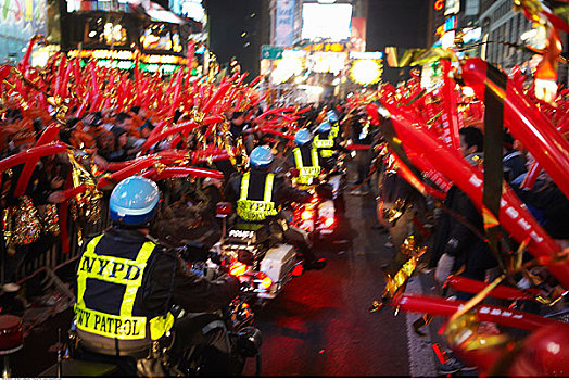 警察,监测,一堆,新年,时代广场,纽约,美国