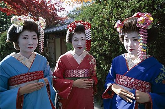 艺伎,鸾舞伎,女人,衣服,传统服装,和服,京都,本州,日本