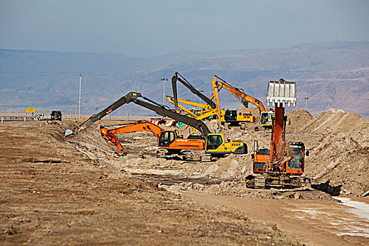 挖掘机,反铲挖土机,挖,以色列