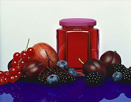 红浆果,李子,胶冻