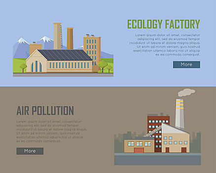 环境,工厂,空气污染,旗帜,清洁,美景,地点,工业,污染,城市,烟雾,环境问题,破坏,自然,矢量,插画