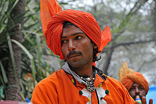 艺术家,民族舞,拿,靠近,德里,工艺品,很多,有趣,北印度,印度,二月,2008年